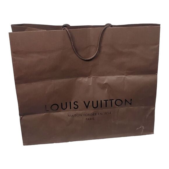 Louis Vuitton Paper Shopping Bag Classic Brown 19x16x9" Designer Authentic - Picture 4 of 14
